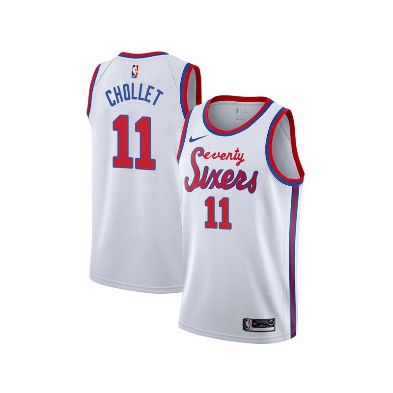 White Classic Leroy Chollet Twill Basketball Jersey -76ers #11 Chollet Twill Jerseys, FREE SHIPPING