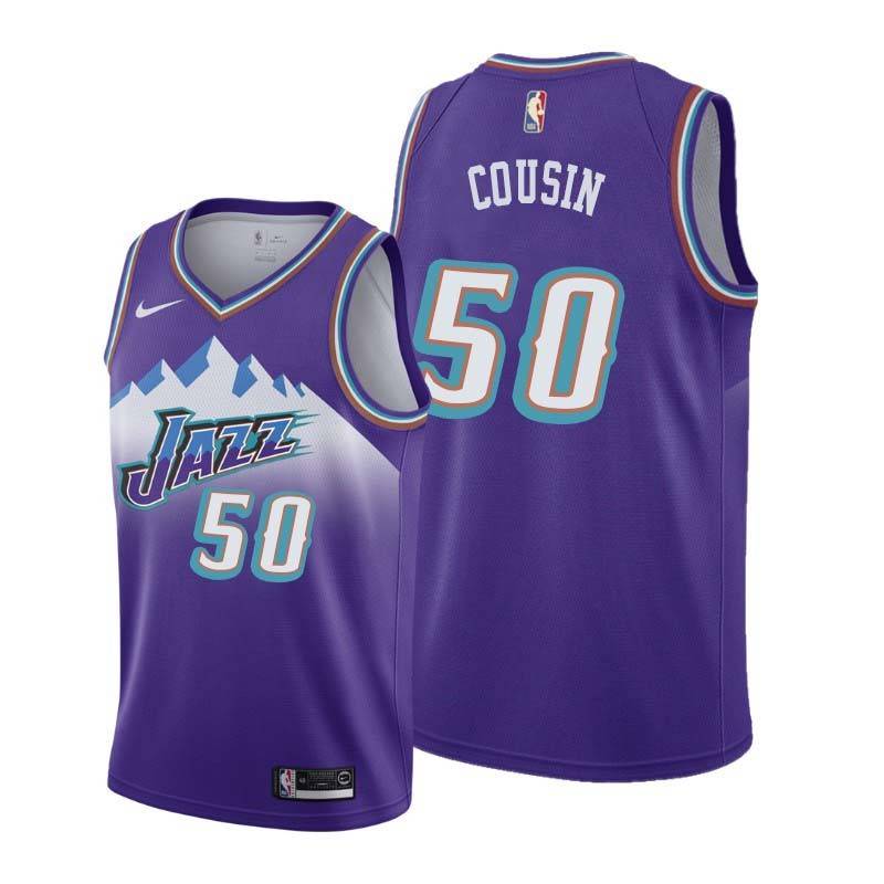 Throwback Marcus Cousin Twill Basketball Jersey -Jazz #50 Cousin Twill Jerseys, FREE SHIPPING
