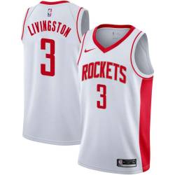 White Randy Livingston Twill Basketball Jersey -Rockets #3 Livingston Twill Jerseys, FREE SHIPPING