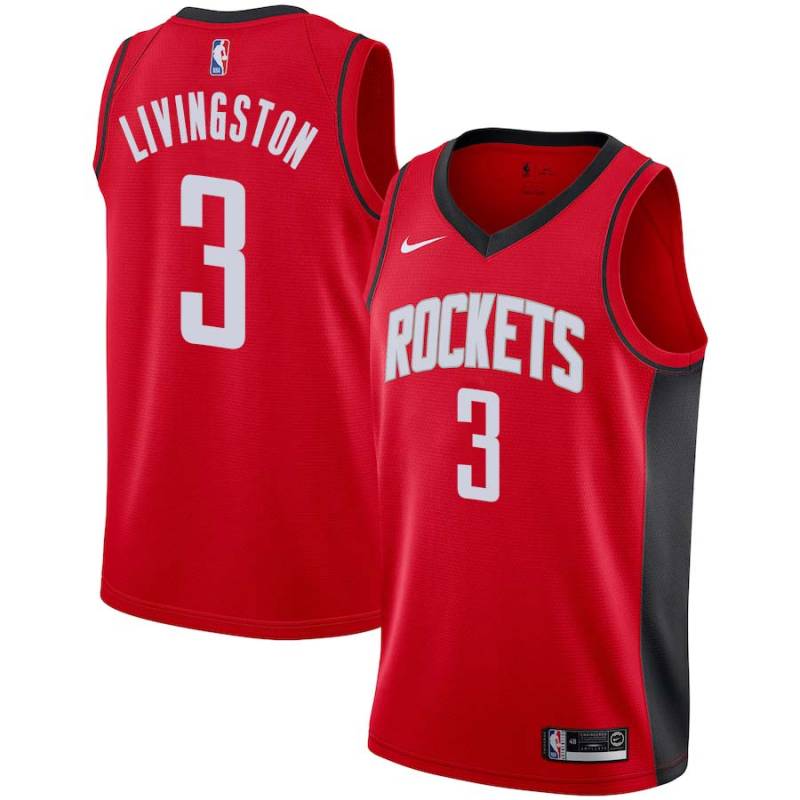 Red Randy Livingston Twill Basketball Jersey -Rockets #3 Livingston Twill Jerseys, FREE SHIPPING