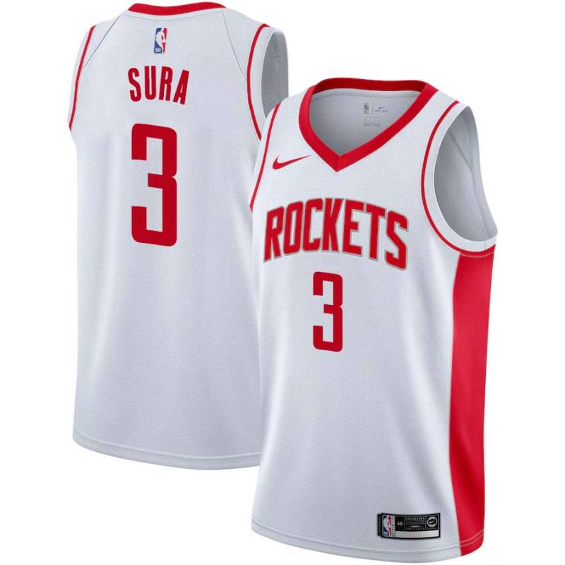 White Bob Sura Twill Basketball Jersey -Rockets #3 Sura Twill Jerseys, FREE SHIPPING