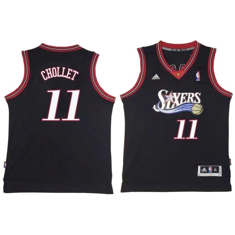 Black Throwback Leroy Chollet Twill Basketball Jersey -76ers #11 Chollet Twill Jerseys, FREE SHIPPING