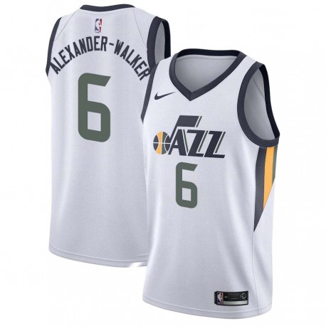 White Nickeil Alexander-Walker Jazz #6 Twill Basketball Jersey FREE SHIPPING