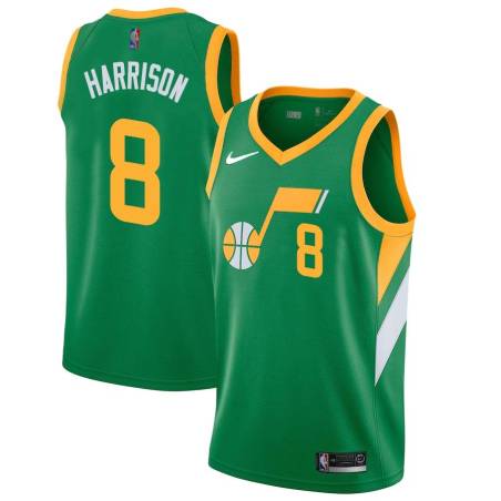 Green_Earned Shaquille Harrison Jazz #8 Twill Basketball Jersey FREE SHIPPING