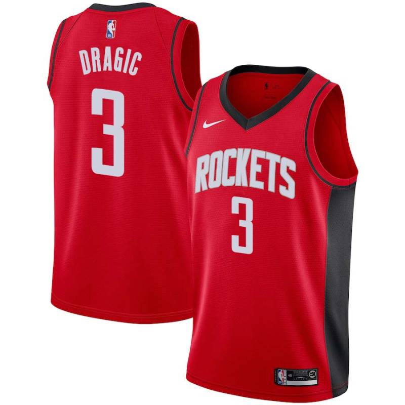 Red Goran Dragic Twill Basketball Jersey -Rockets #3 Dragic Twill Jerseys, FREE SHIPPING