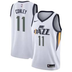 White Mike Conley Jazz #11 Twill Basketball Jersey FREE SHIPPING