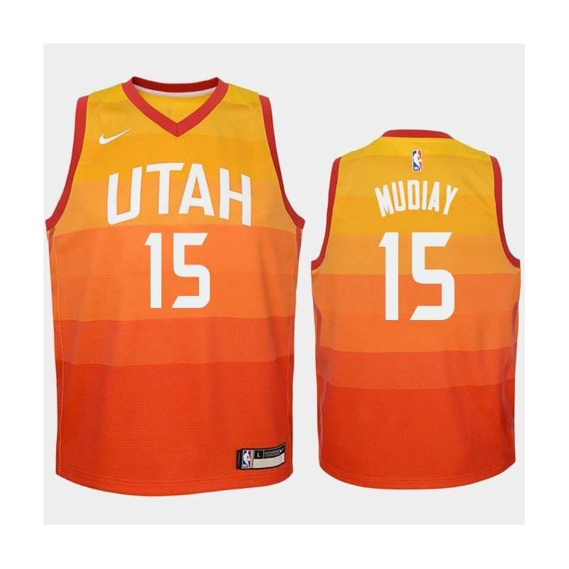 2017-18City Emmanuel Mudiay Jazz #15 Twill Basketball Jersey FREE SHIPPING