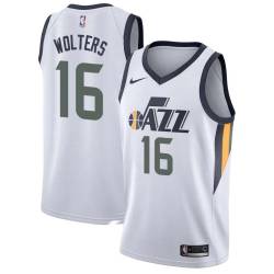 White Nate Wolters Jazz #16 Twill Basketball Jersey FREE SHIPPING