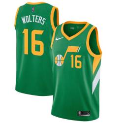 Green_Earned Nate Wolters Jazz #16 Twill Basketball Jersey FREE SHIPPING