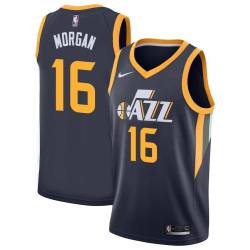 Navy Juwan Morgan Jazz #16 Twill Basketball Jersey FREE SHIPPING