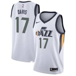 White Ed Davis Jazz #17 Twill Basketball Jersey FREE SHIPPING