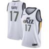 White Ed Davis Jazz #17 Twill Basketball Jersey FREE SHIPPING