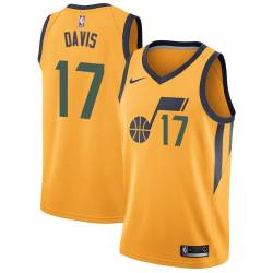 Glod Ed Davis Jazz #17 Twill Basketball Jersey FREE SHIPPING