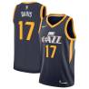 Navy Ed Davis Jazz #17 Twill Basketball Jersey FREE SHIPPING