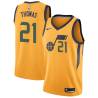 Glod Matt Thomas Jazz #21 Twill Basketball Jersey FREE SHIPPING