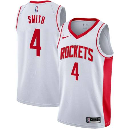 White Greg Smith Twill Basketball Jersey -Rockets #4 Smith Twill Jerseys, FREE SHIPPING