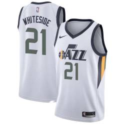 White Hassan Whiteside Jazz #21 Twill Basketball Jersey FREE SHIPPING