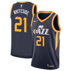 Navy Hassan Whiteside Jazz #21 Twill Basketball Jersey FREE SHIPPING