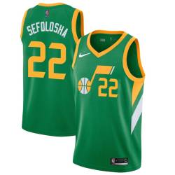 Green_Earned Thabo Sefolosha Jazz #22 Twill Basketball Jersey FREE SHIPPING