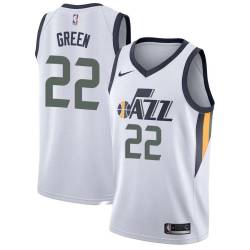 White Jeff Green Jazz #22 Twill Basketball Jersey FREE SHIPPING