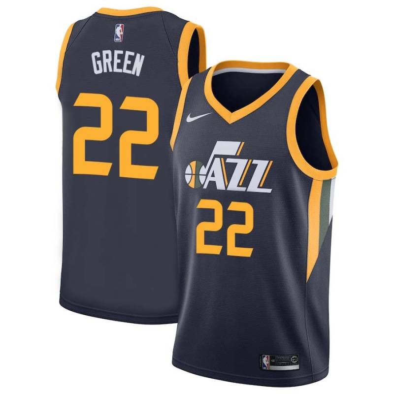 Navy Jeff Green Jazz #22 Twill Basketball Jersey FREE SHIPPING