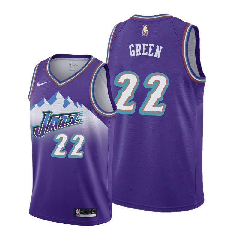 Throwback Jeff Green Jazz #22 Twill Basketball Jersey FREE SHIPPING