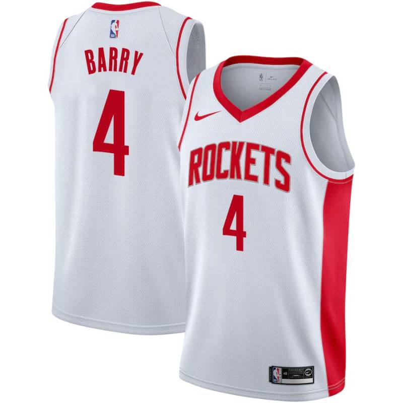 White Rick Barry Twill Basketball Jersey -Rockets #4 Barry Twill Jerseys, FREE SHIPPING