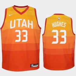 2017-18City Elijah Hughes Jazz #33 Twill Basketball Jersey FREE SHIPPING