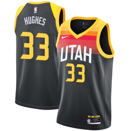 2021-22City Elijah Hughes Jazz #33 Twill Basketball Jersey FREE SHIPPING