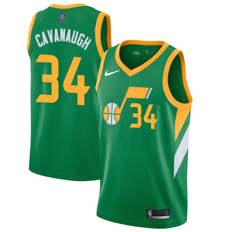 Green_Earned Tyler Cavanaugh Jazz #34 Twill Basketball Jersey FREE SHIPPING