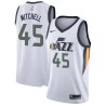 White Donovan Mitchell Jazz #45 Twill Basketball Jersey FREE SHIPPING