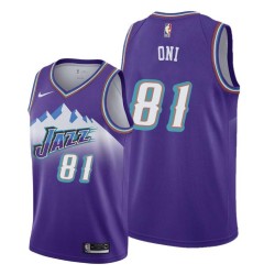 Throwback Miye Oni Jazz #81 Twill Basketball Jersey FREE SHIPPING