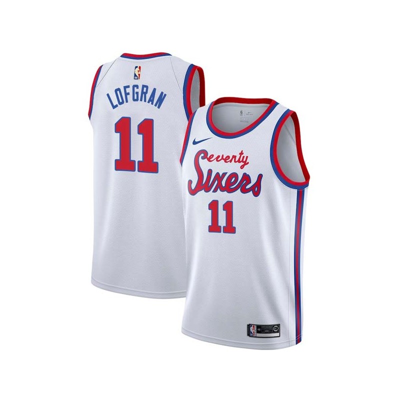 White Classic Don Lofgran Twill Basketball Jersey -76ers #11 Lofgran Twill Jerseys, FREE SHIPPING