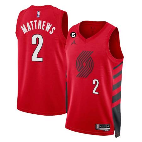 Red Wesley Matthews Twill Basketball Jersey -Trail Blazers #2 Matthews Twill Jerseys, FREE SHIPPING