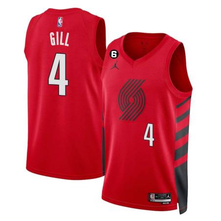 Red Eddie Gill Twill Basketball Jersey -Trail Blazers #4 Gill Twill Jerseys, FREE SHIPPING