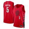 Red Will Barton Twill Basketball Jersey -Trail Blazers #5 Barton Twill Jerseys, FREE SHIPPING