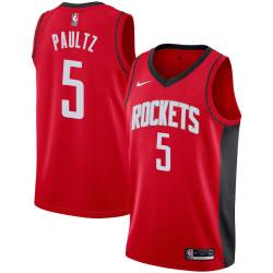 Red Billy Paultz Twill Basketball Jersey -Rockets #5 Paultz Twill Jerseys, FREE SHIPPING