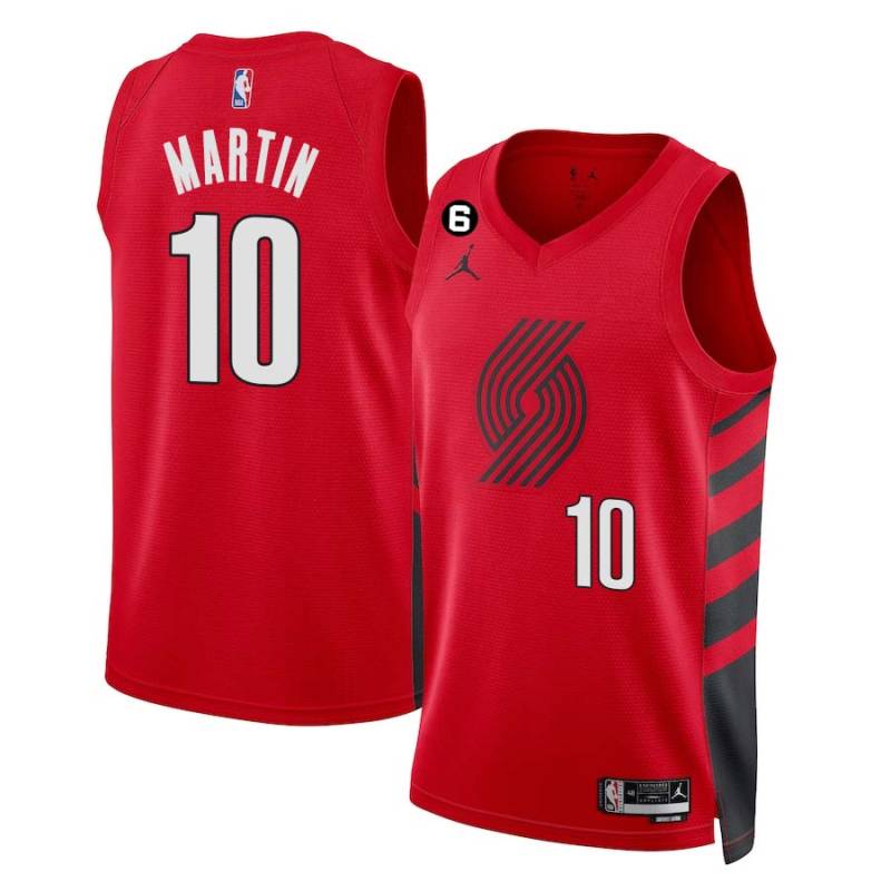 Red Fernando Martin Twill Basketball Jersey -Trail Blazers #10 Martin Twill Jerseys, FREE SHIPPING