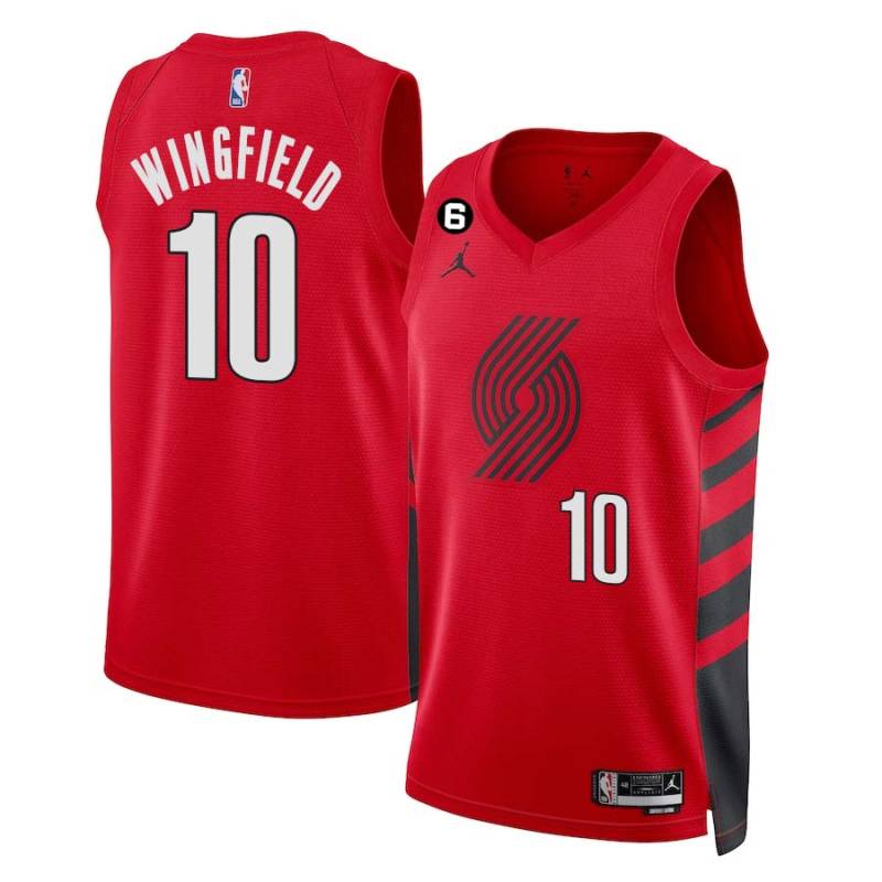 Red Dontonio Wingfield Twill Basketball Jersey -Trail Blazers #10 Wingfield Twill Jerseys, FREE SHIPPING