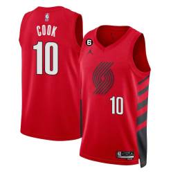 Red Omar Cook Twill Basketball Jersey -Trail Blazers #10 Cook Twill Jerseys, FREE SHIPPING