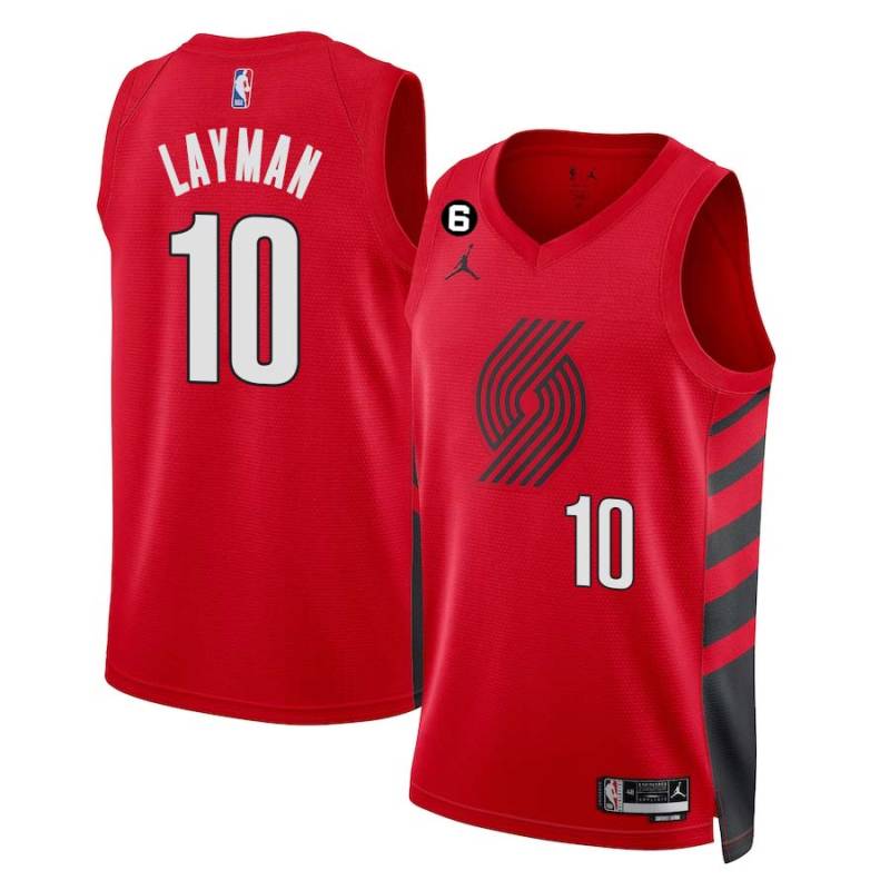 Red Jake Layman Twill Basketball Jersey -Trail Blazers #10 Layman Twill Jerseys, FREE SHIPPING