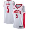 White Sam Mack Twill Basketball Jersey -Rockets #5 Mack Twill Jerseys, FREE SHIPPING