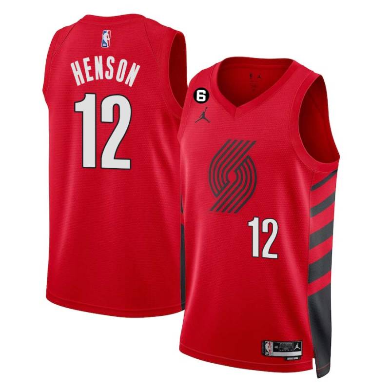 Red Steve Henson Twill Basketball Jersey -Trail Blazers #12 Henson Twill Jerseys, FREE SHIPPING