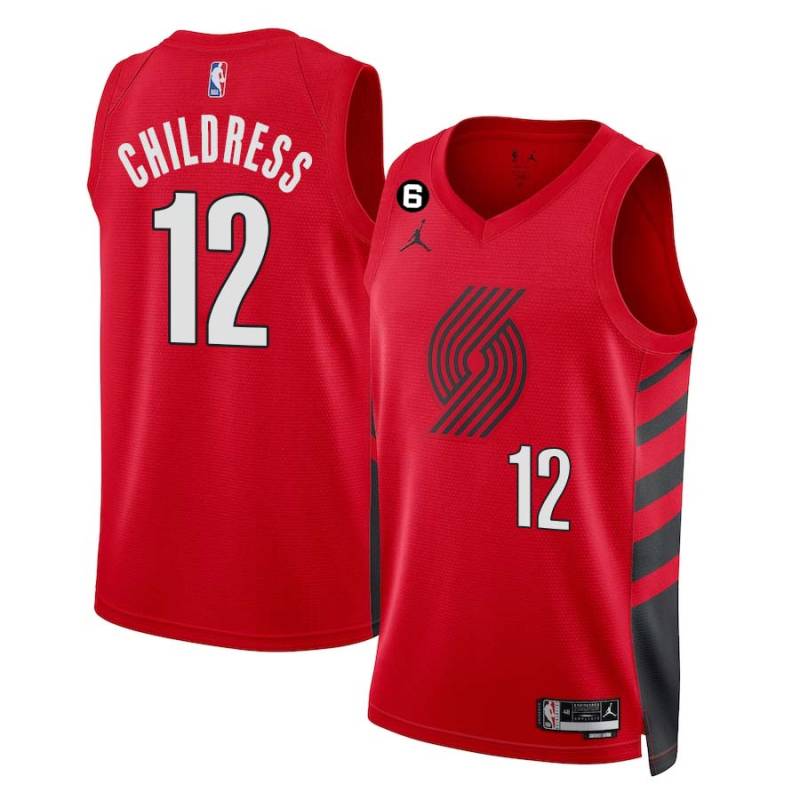 Red Randolph Childress Twill Basketball Jersey -Trail Blazers #12 Childress Twill Jerseys, FREE SHIPPING