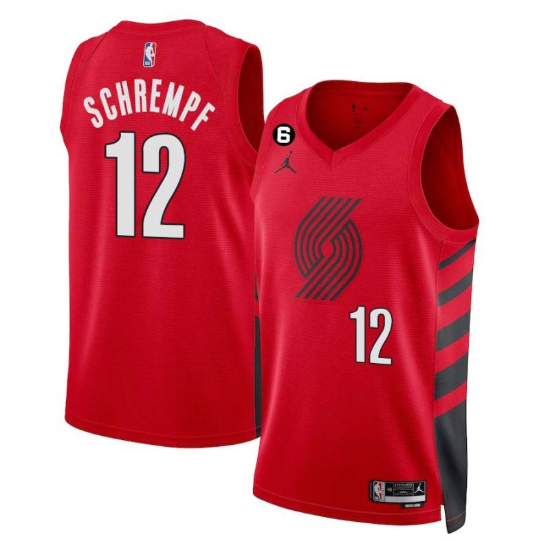 Red Detlef Schrempf Twill Basketball Jersey -Trail Blazers #12 Schrempf Twill Jerseys, FREE SHIPPING