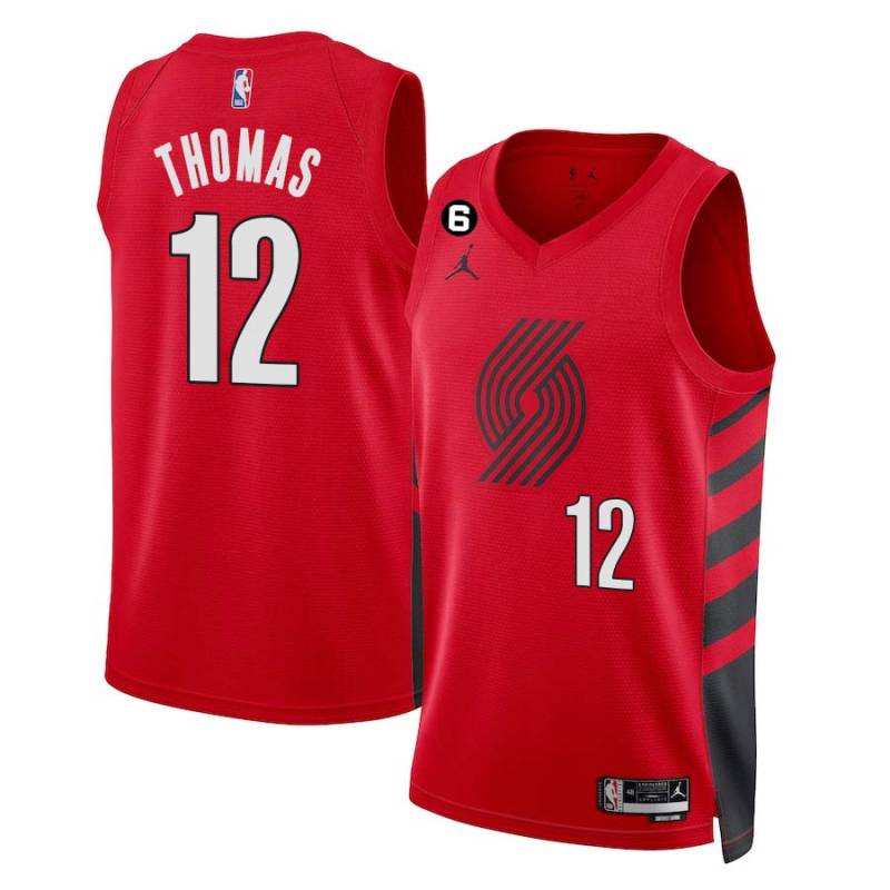 Red James Thomas Twill Basketball Jersey -Trail Blazers #12 Thomas Twill Jerseys, FREE SHIPPING