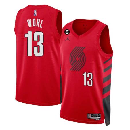 Red Dave Wohl Twill Basketball Jersey -Trail Blazers #13 Wohl Twill Jerseys, FREE SHIPPING