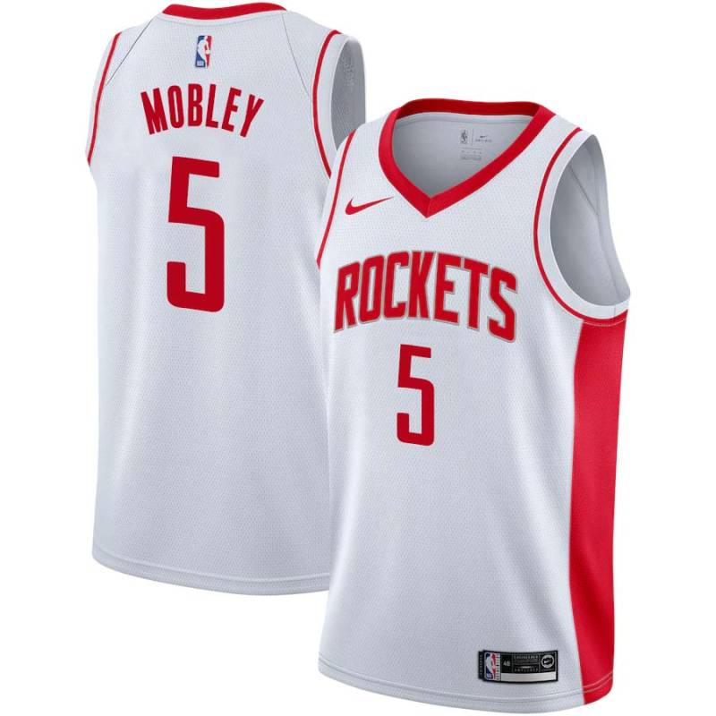 White Cuttino Mobley Twill Basketball Jersey -Rockets #5 Mobley Twill Jerseys, FREE SHIPPING