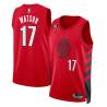 Red Earl Watson Twill Basketball Jersey -Trail Blazers #17 Watson Twill Jerseys, FREE SHIPPING