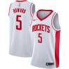 White Juwan Howard Twill Basketball Jersey -Rockets #5 Howard Twill Jerseys, FREE SHIPPING